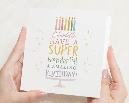 Personalised Birthday Card for Her, Birthday Card for Daughter, Super Amazing Birthday Card, Custom Name Birthday Card
