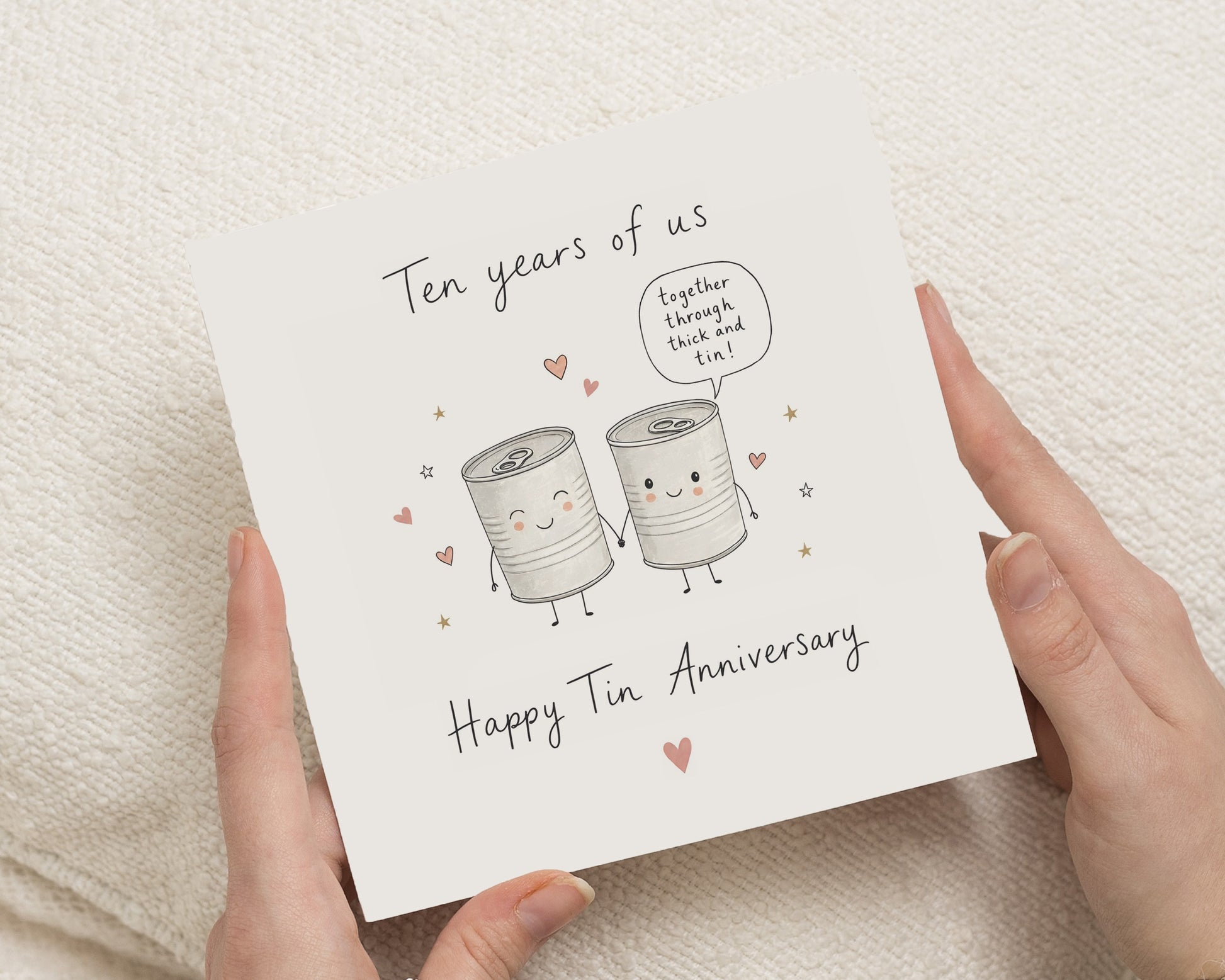 10th Anniversary Card, Tin Anniversary Card, Anniversary Card for Husband, Wife Anniversary Card, Funny Card for Partner, Ten Years
