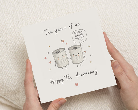 10th Anniversary Card, Tin Anniversary Card, Anniversary Card for Husband, Wife Anniversary Card, Funny Card for Partner, Ten Years