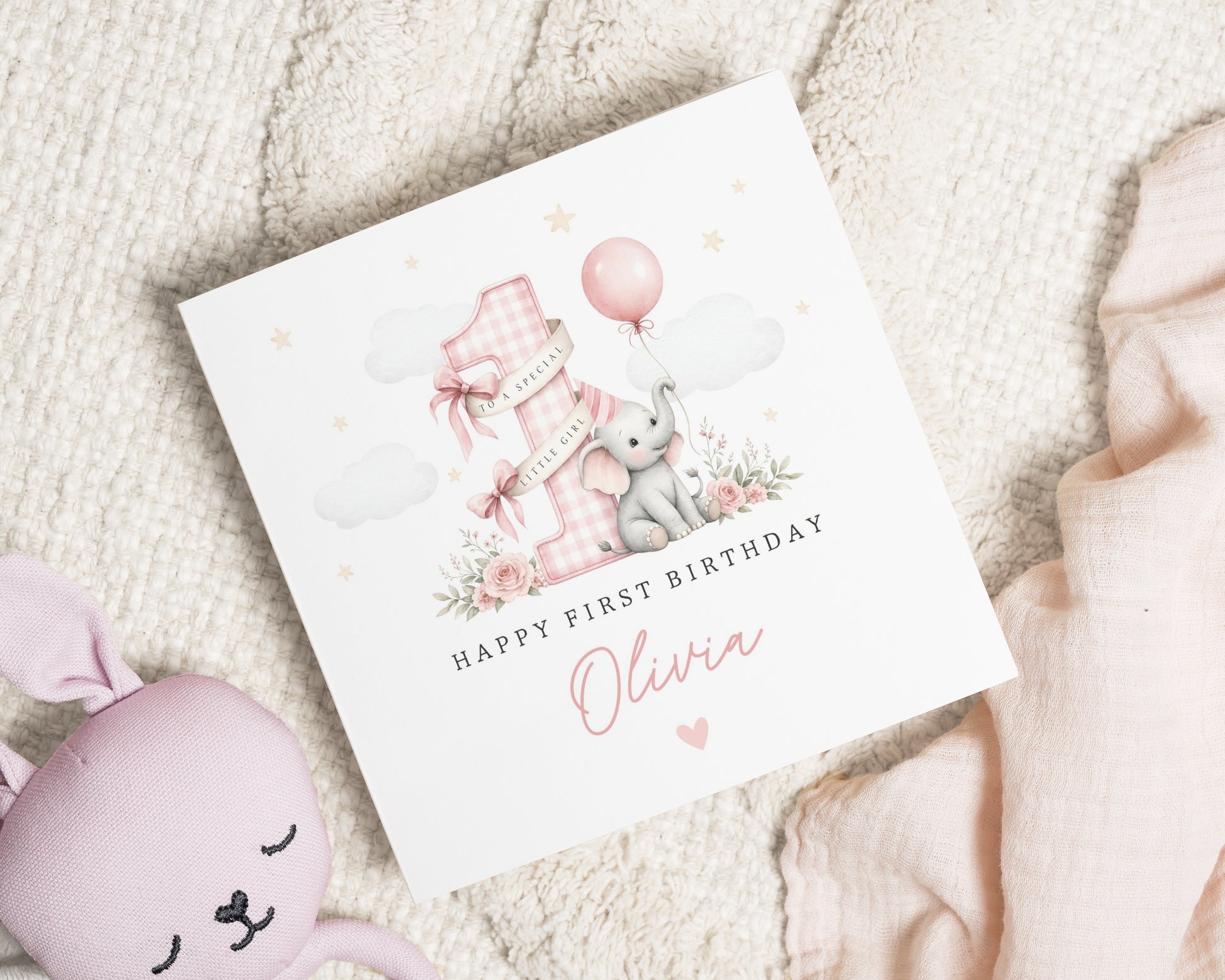 1st Birthday Card for Girl, First Birthday Card, Personalised Birthday Card, Birthday Card for Daughter, Granddaughter, Niece