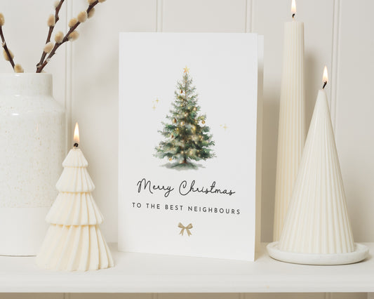Christmas Card for Neighbours, Neighbour Christmas Card, Merry Christmas Card, Christmas Tree Card, Festive Card for Neighbour