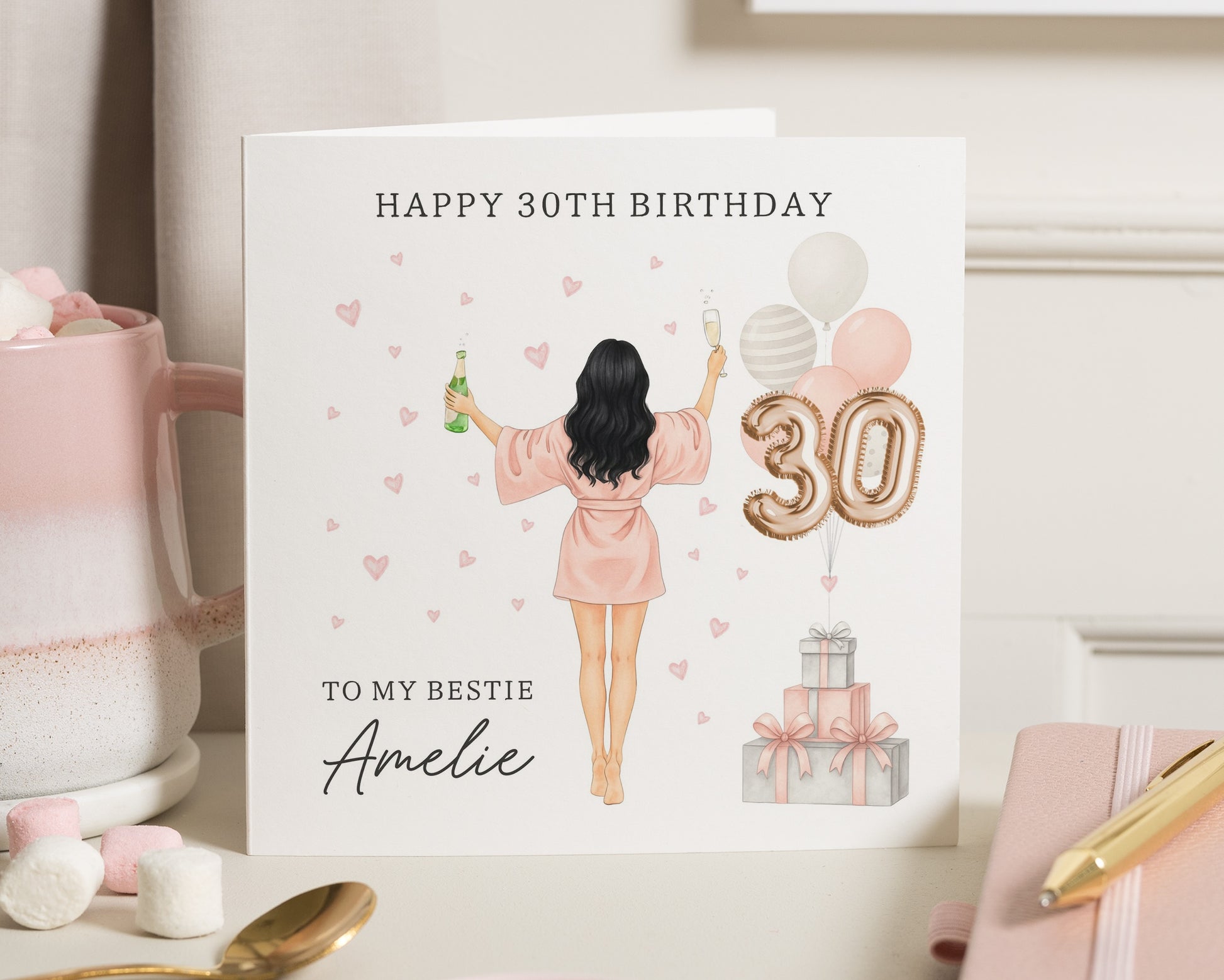30th Birthday Card for Best Friend, Personalised Birthday Card for Her, 30th Birthday Card for Women, Bestie Birthday Card
