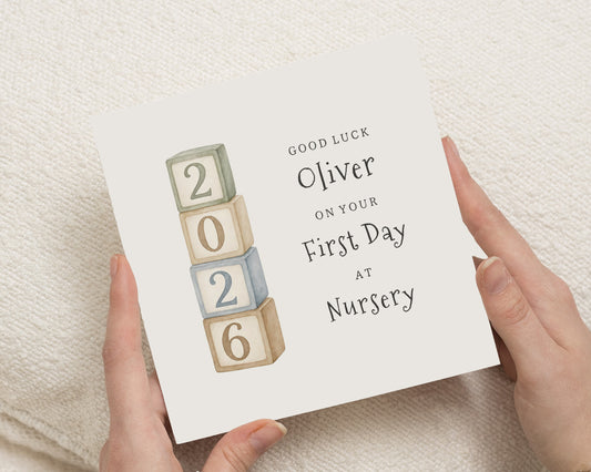 First Day at Nursery Card, 1st Day Nursery Card, Good Luck Kids Card, First Day School Card, Personalised Nursery Card, Back to School Card