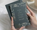 Gold Foil Floral Wedding Invitations, Deep Green Botanical Wedding Invites, Personalised Elegant Garden Wedding Invitation