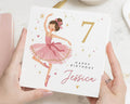 7th Birthday Card for Girl, Personalised Birthday Card for Daughter, Ballerina Birthday Card, Granddaughter Niece Birthday Card