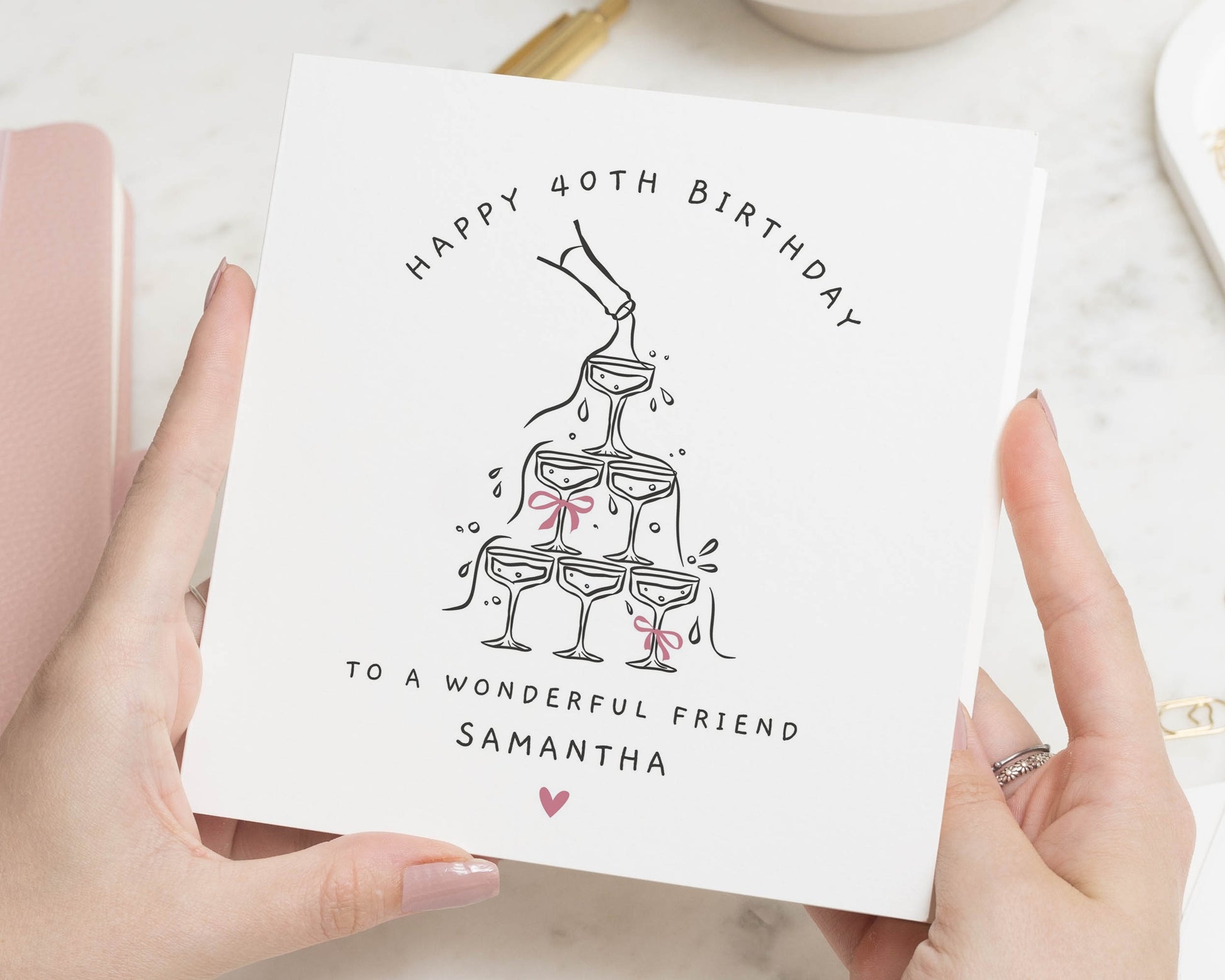 Personalised 40th Birthday Card, 40th Birthday Card for Friend, Best Friend Birthday Card, Birthday Card for Her, Champagne Birthday Card