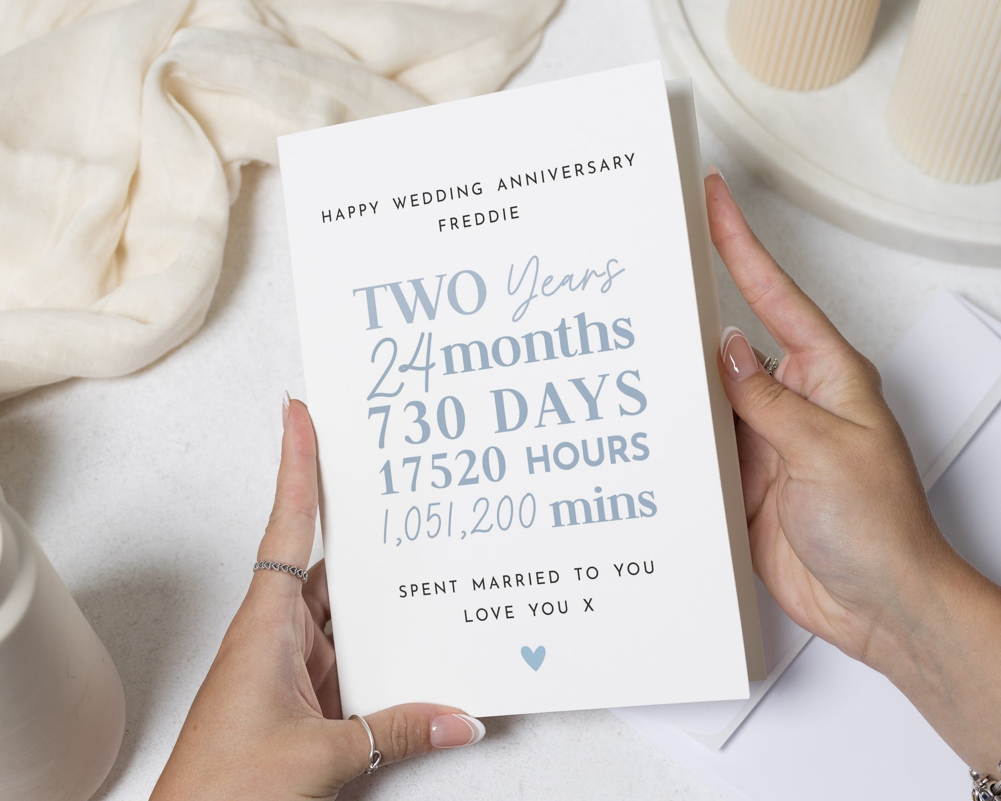 Wedding Anniversary Card, Personalised Anniversary Card, 2nd Anniversary Card, Anniversary Card for Husband, Wife Anniversary Card