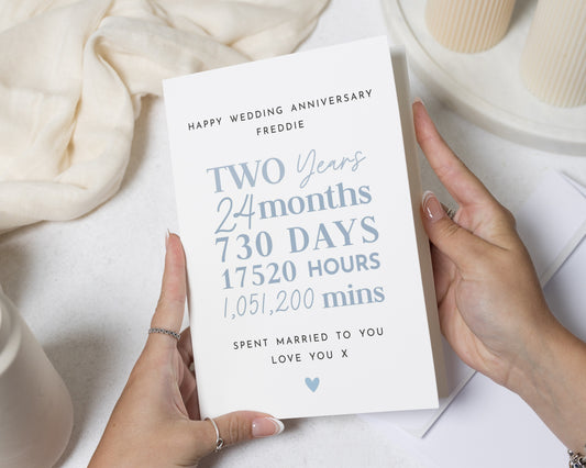 Wedding Anniversary Card, Personalised Anniversary Card, 2nd Anniversary Card, Anniversary Card for Husband, Wife Anniversary Card
