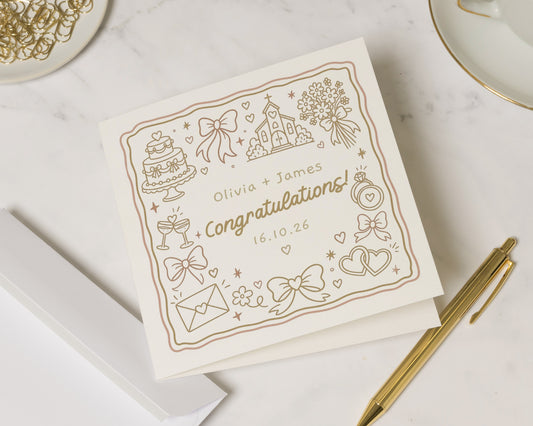 Personalised Wedding Card, Wedding Congratulations Card, Custom Wedding Card, Congratulations Card for Couple, Bride and Groom Card