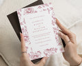 Burgundy Floral Wedding Invitations, Elegant Botanical Wedding Invite, Red Flower Invitation Suite, Personalised Wedding Stationery