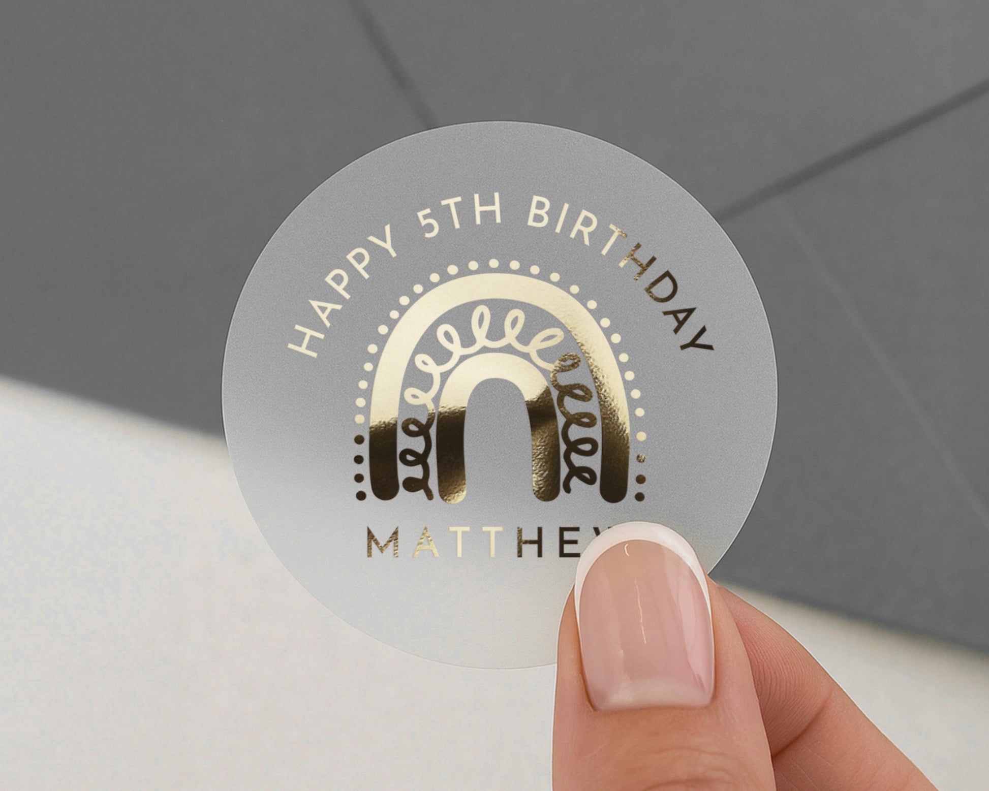5th Birthday Sticker, Personalised Birthday Sticker, Birthday Sticker for Kids, Gold Foil Birthday Sticker, Custom Name Birthday Label