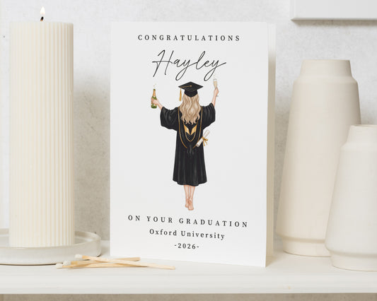 Graduation Card, Personalised Graduation Card, University Graduation Card for Her, Daughter Graduation Card, Congratulations Graduate Card