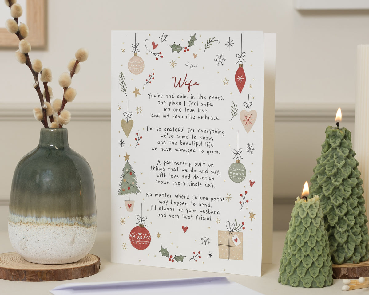 Christmas Card for Wife, Wife Christmas Card, Romantic Christmas Card, Christmas Card from Husband, Poem Christmas Card for Her
