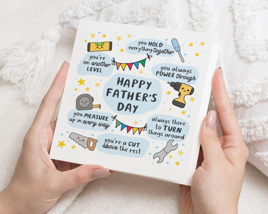 Fathers Day Card, Funny Fathers Day Card, Fathers Day Card from Kids, Dad Card, Cute Fathers Day Card, Tool Theme Card for Dad