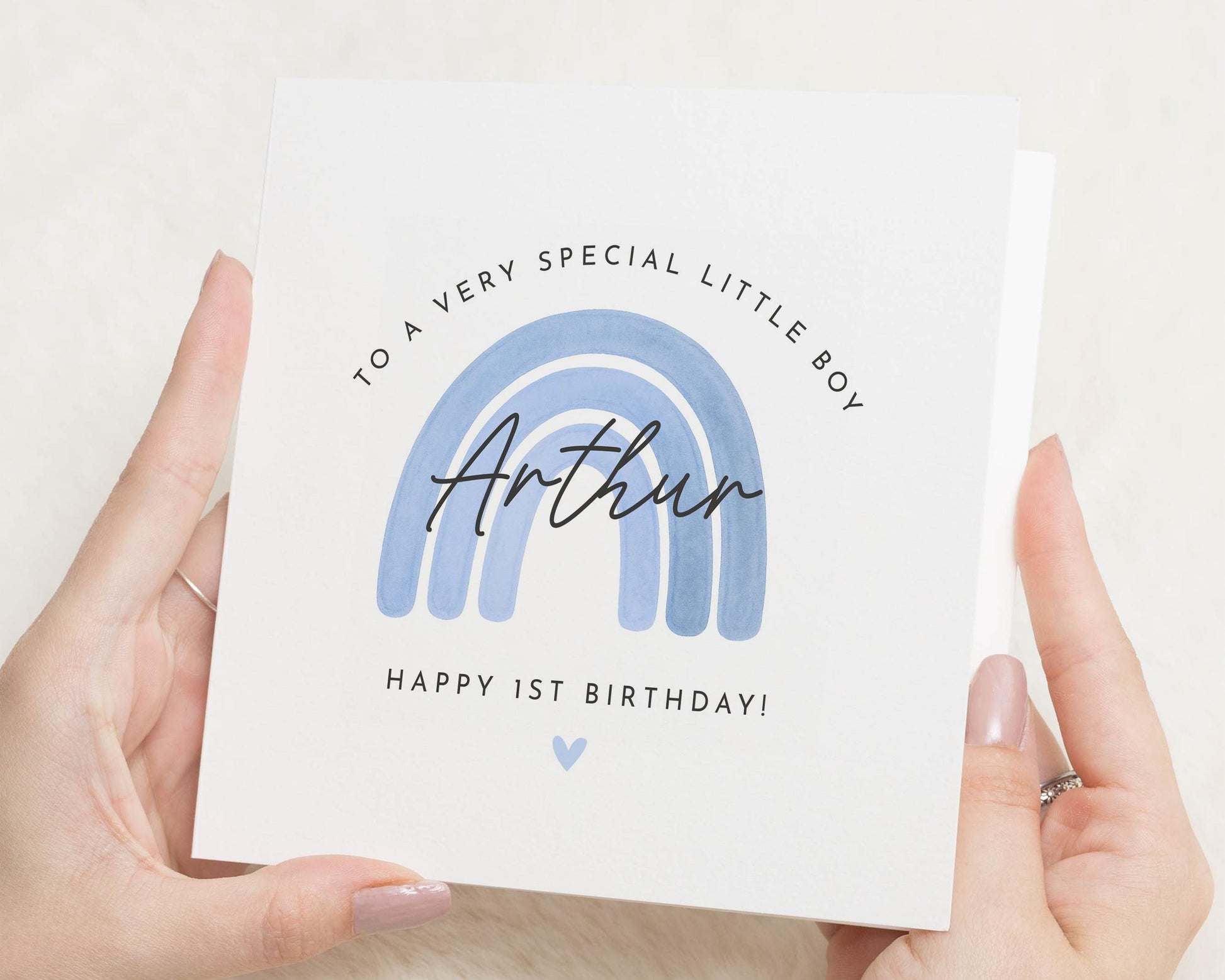 1st Birthday Card for Boy, Personalised First Birthday Card, Rainbow Birthday Card, Birthday Card for Son, Special Little Boy Card