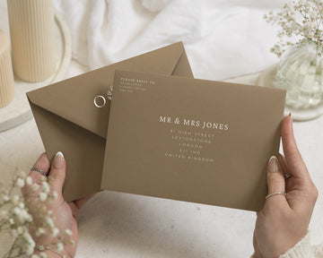Taupe Brown Envelopes with White Ink Address Printing, C6, 5x7 or C5 Wedding Invitation Envelopes (Truffle)