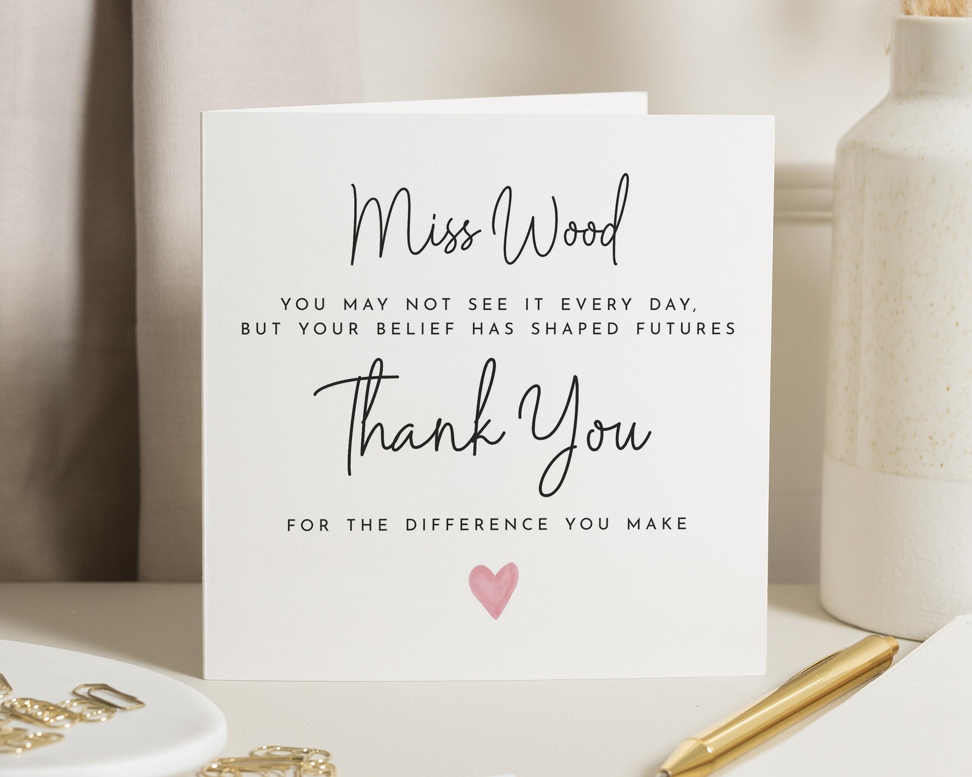 Thank You Card for Teacher, Teacher Thank You Card, Thank You Card for Her, End of Term Card, Appreciation Card, Personalised Card