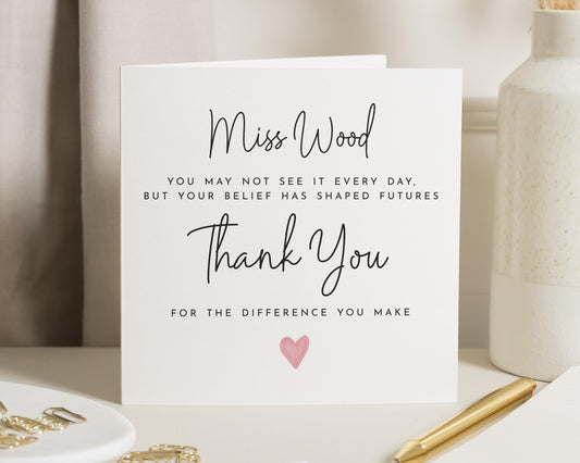 Thank You Card for Teacher, Teacher Thank You Card, Thank You Card for Her, End of Term Card, Appreciation Card, Personalised Card