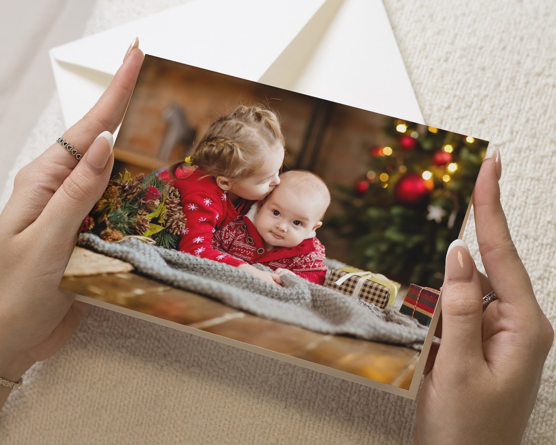 Personalised Photo Christmas Cards, Pack of 10, 20, 50 or 100, Custom Family Christmas Card, Folded Photo Christmas Cards