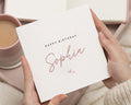 Personalised Birthday Card, Birthday Card for Her, Name Birthday Card, Simple Birthday Card for Friend, Pink Birthday Card for Women
