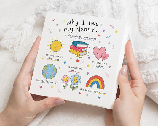 Nanny Card, Birthday Card for Nanny, Mothers Day Card for Nanny, Grandmother Card, Why I Love My Nanny Card From Grandchild