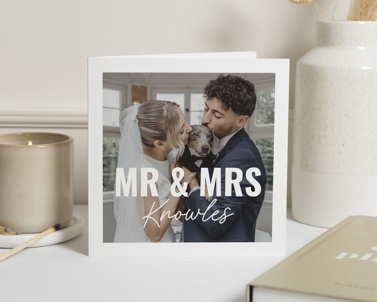 Wedding Card, Personalised Wedding Card, Mr and Mrs Card, Photo Wedding Card, Wedding Day Card, Wedding Card for Couple, Newlywed Card