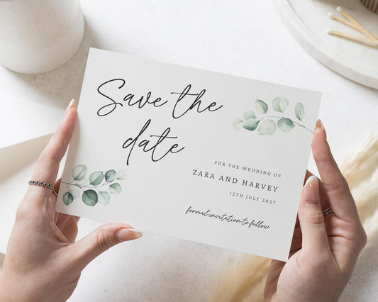 Personalised Save the Date Card, Wedding Save the Date Card, Greenery Save the Date, Simple Save the Date, Custom Save the Date Card
