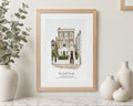 Custom House Portrait From Photo, Personalised Watercolour Home Print, New Home Gift, Family Name Wall Art, House Warming Gift, Oak Frame