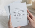 Powder Blue Wedding Invitations, Minimalist Typography Wedding Invites, Elegant Classic Wedding Stationery, Personalised Invitation Suite