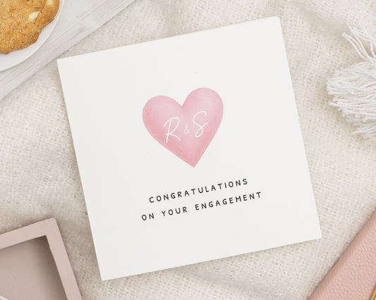 Engagement Card, Personalised Engagement Card, Congratulations Card, Engagement Card for Couple, Heart Engagement Card