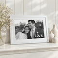 Personalised Wedding Photo Print From Your Photo, Custom Couple Initials Wall Art, Anniversary Gift for Couple, Landscape White Framed Print