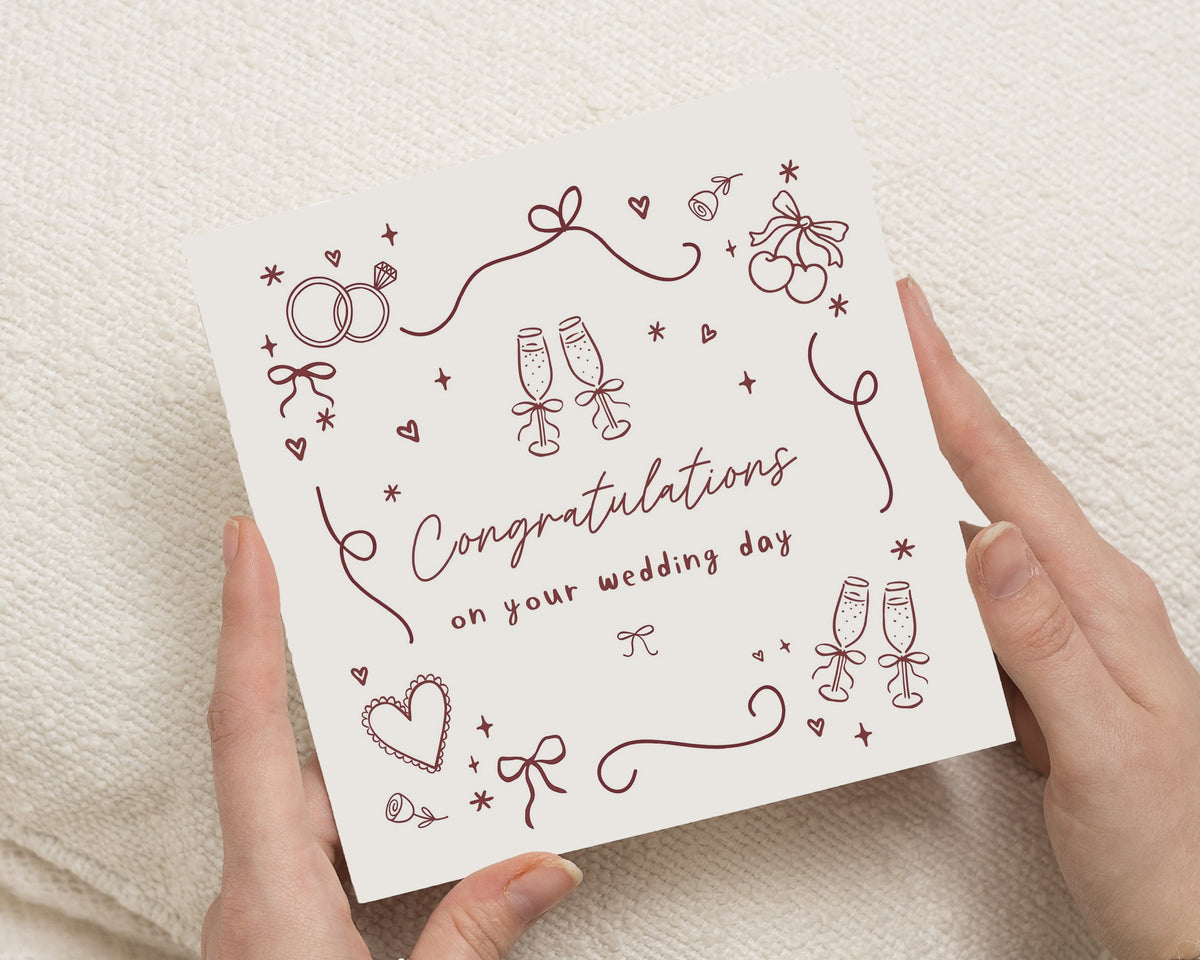 Wedding Card, Congratulations Wedding Card, Wedding Day Card, Card for Couple, Bride and Groom Card, Marriage Card, Cute Wedding Card