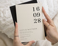 Ivory Wedding Invitations with Black Envelopes, Minimalist Wedding Invites, Elegant Typography, Personalised Wedding Invitations