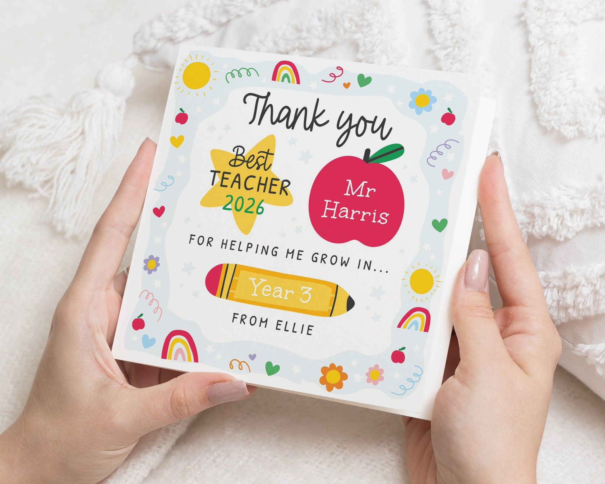 Thank You Teacher Card, Personalised Teacher Card, End Of Term Card, Thank You Card For Teacher, Custom Teacher Gift, Best Teacher Card