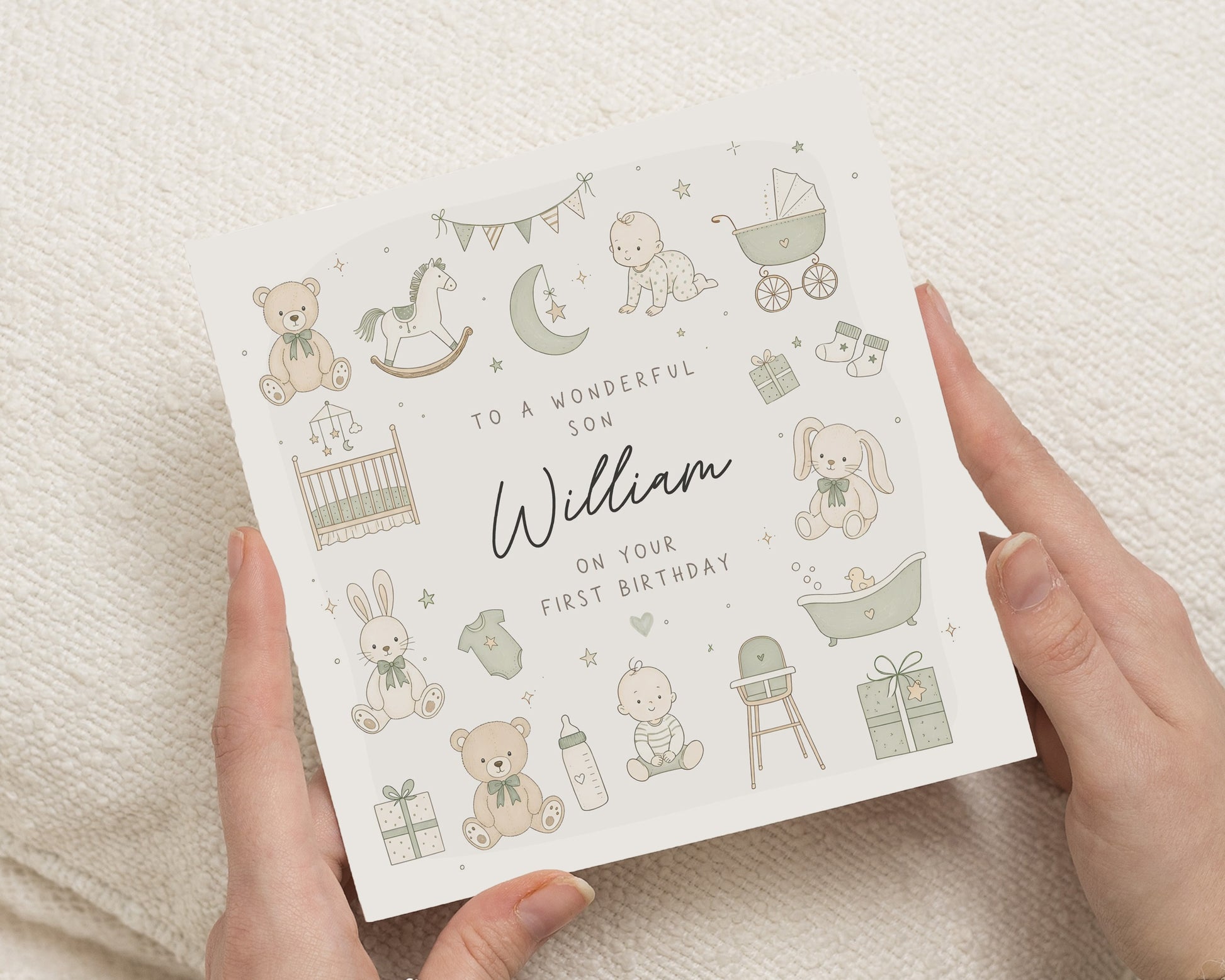 Personalised 1st Birthday Card for Son, First Birthday Card for Boy, 1st Birthday Card for Son, Baby Boy Birthday Cards, Cute Birthday Card