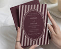 Bramble Burgundy Wedding Invitations, Vintage Striped Wedding Invites, Elegant Classic Wedding Stationery, Personalised Invite Suite
