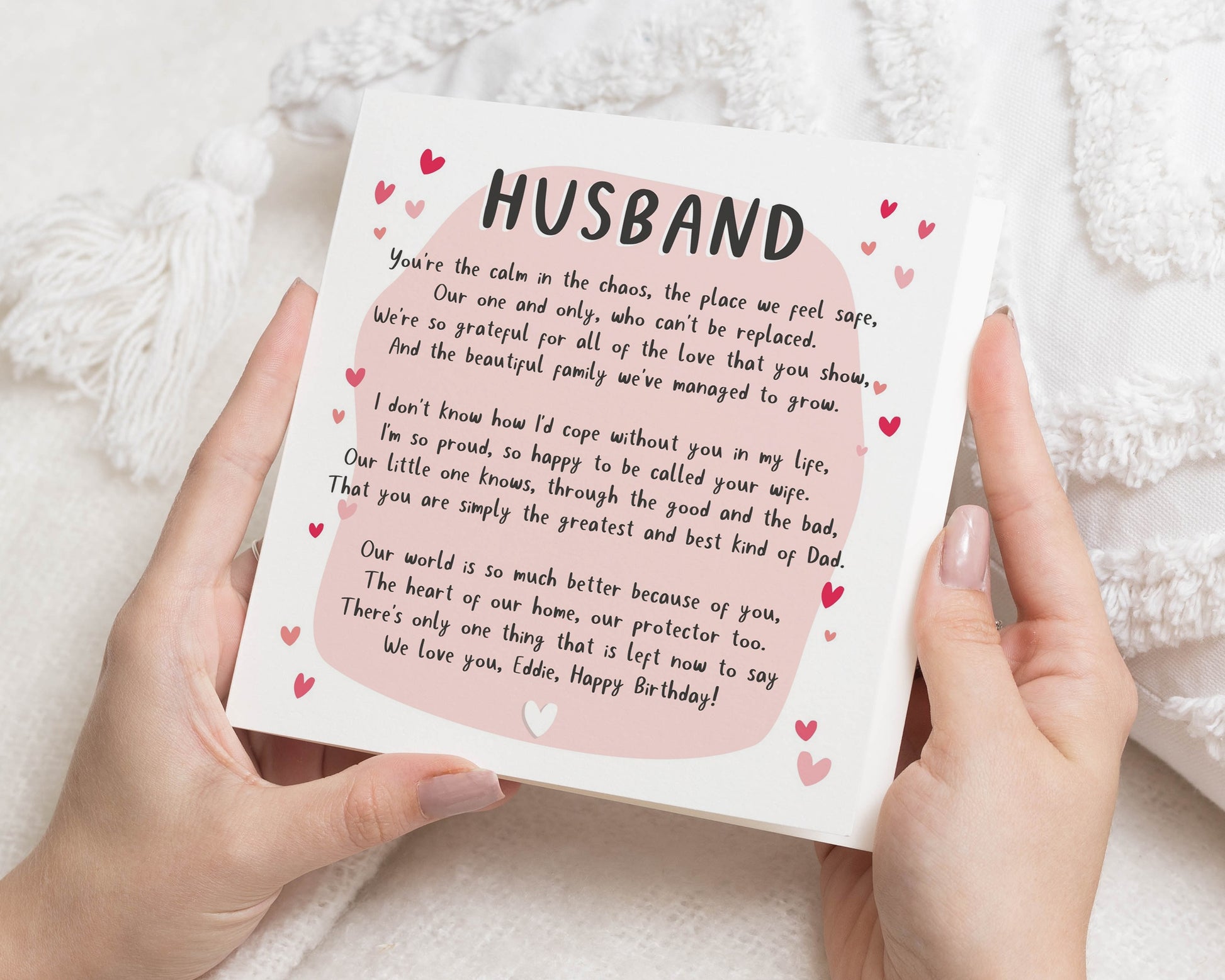Husband Birthday Card, Birthday Card for Husband, Personalised Birthday Card for Him, Dad Birthday Card from Wife and Child, Poem Card