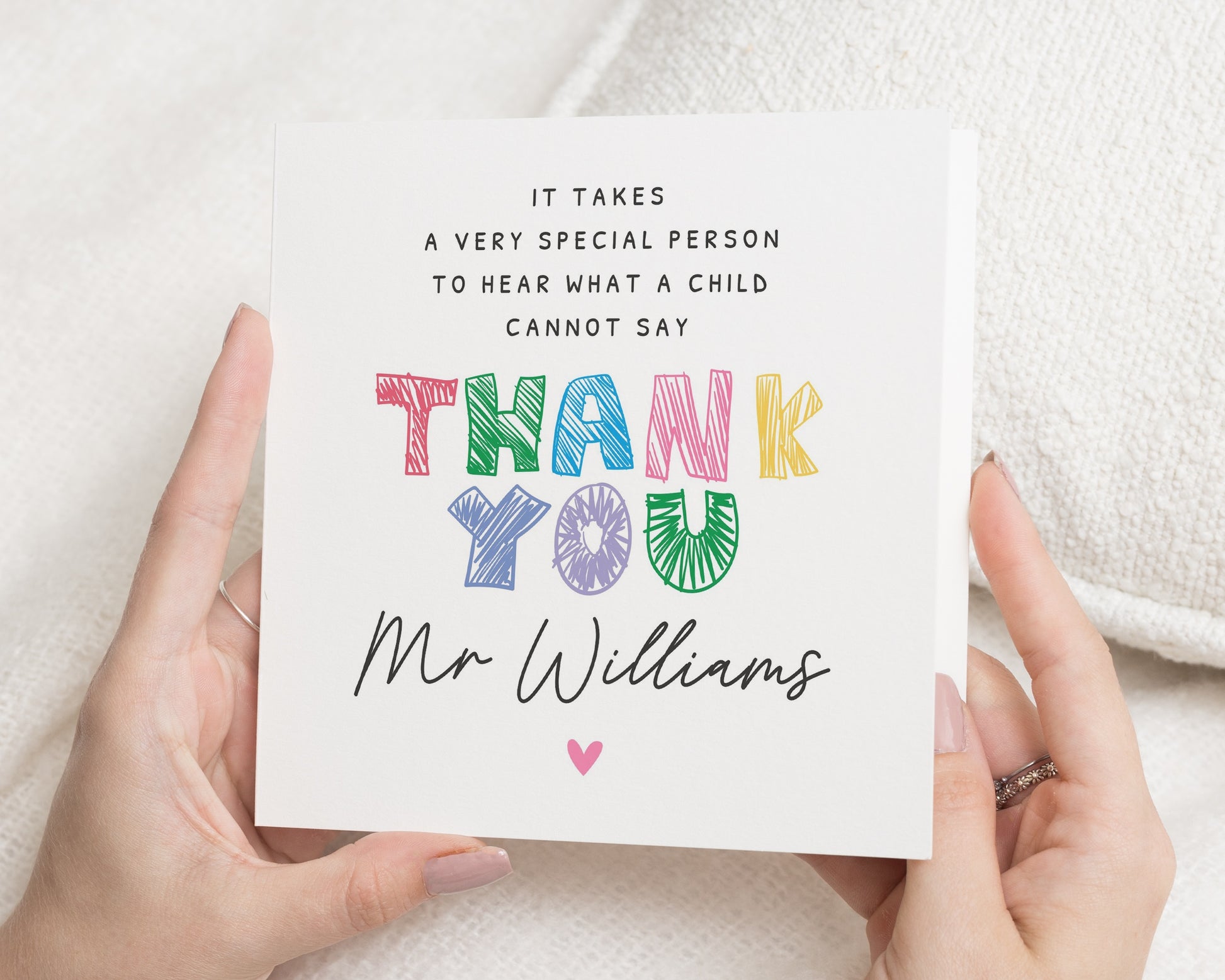 Teacher Thank You Card, Personalised Teacher Card, Nursery Teacher Thank You Card, Teaching Assistant Card, Thank You Card From Child