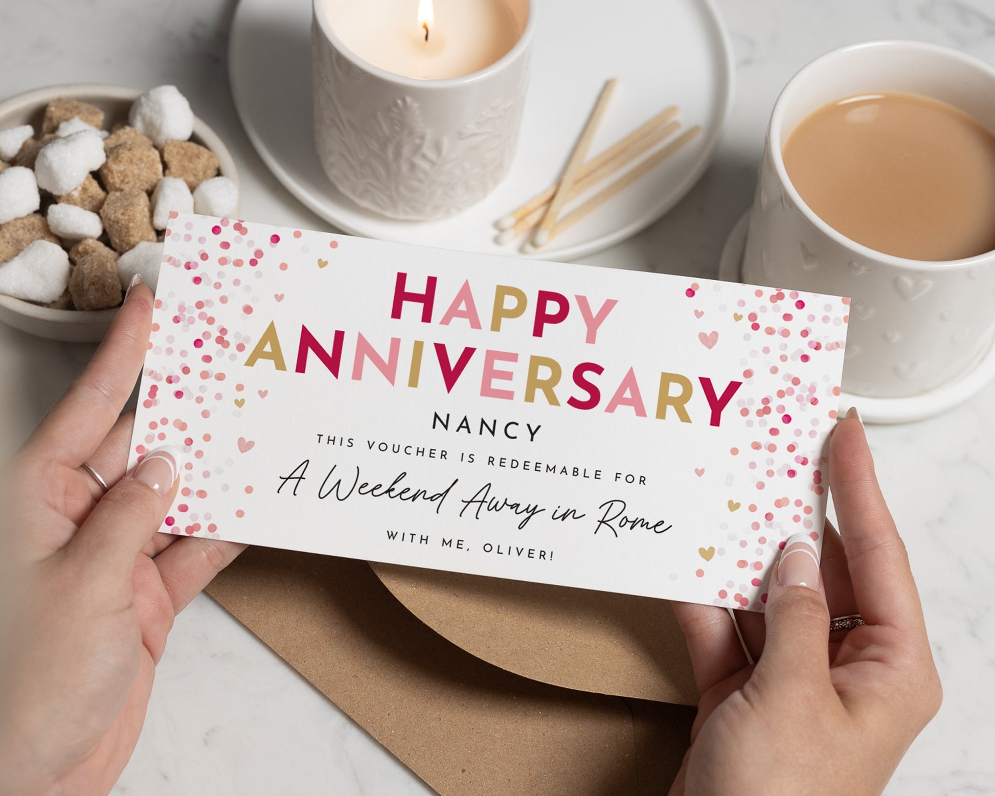 Personalised Anniversary Gift Voucher, Weekend Away Gift, Custom Voucher, Gift For Her, Gift For Him, Romantic Gift Experience