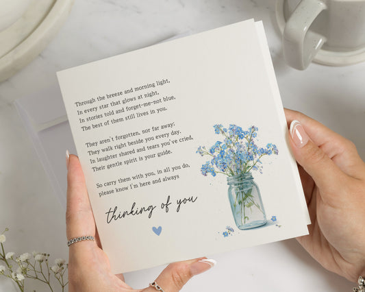 Thinking Of You Card, Sympathy Card, Floral Sympathy Card, Poem Card, Forget Me Not Card, Support Card, Bereavement Card, Card For Friend