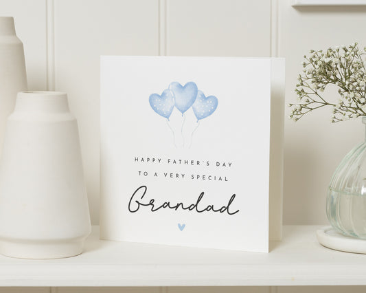 Fathers Day Card for Grandad, Grandad Fathers Day Card, Special Grandad Fathers Day Card, Heart Balloons Card