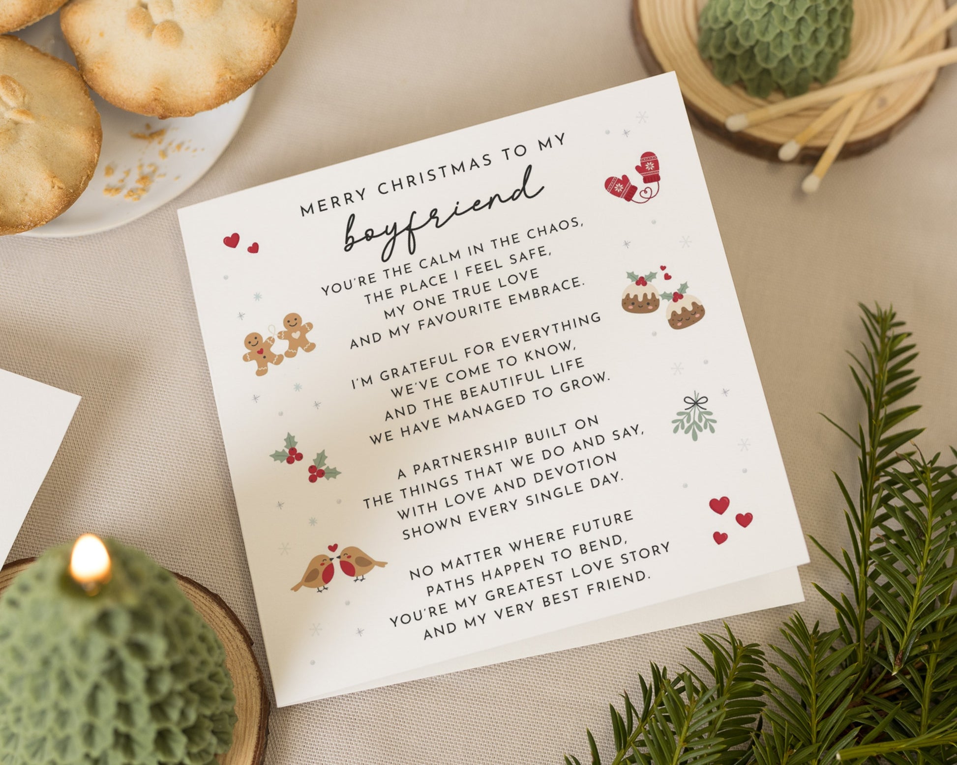 Christmas Card for Boyfriend, Boyfriend Christmas Card, Romantic Christmas Card for Him, Cute Xmas Card for Boyfriend, Poem Card for Him
