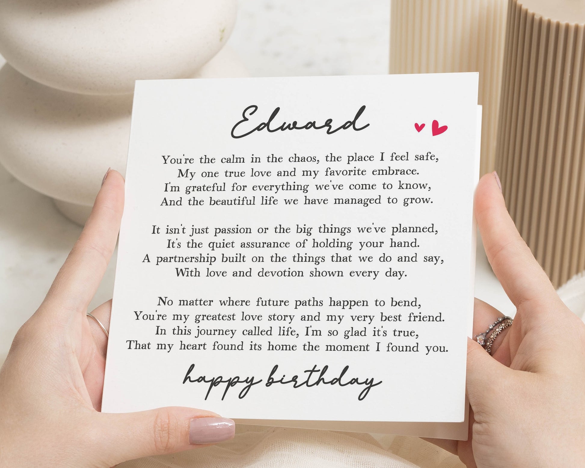 Birthday Card for Husband, Romantic Birthday Card, Personalised Birthday Card for Boyfriend, Poem Birthday Card for Him, Love Card