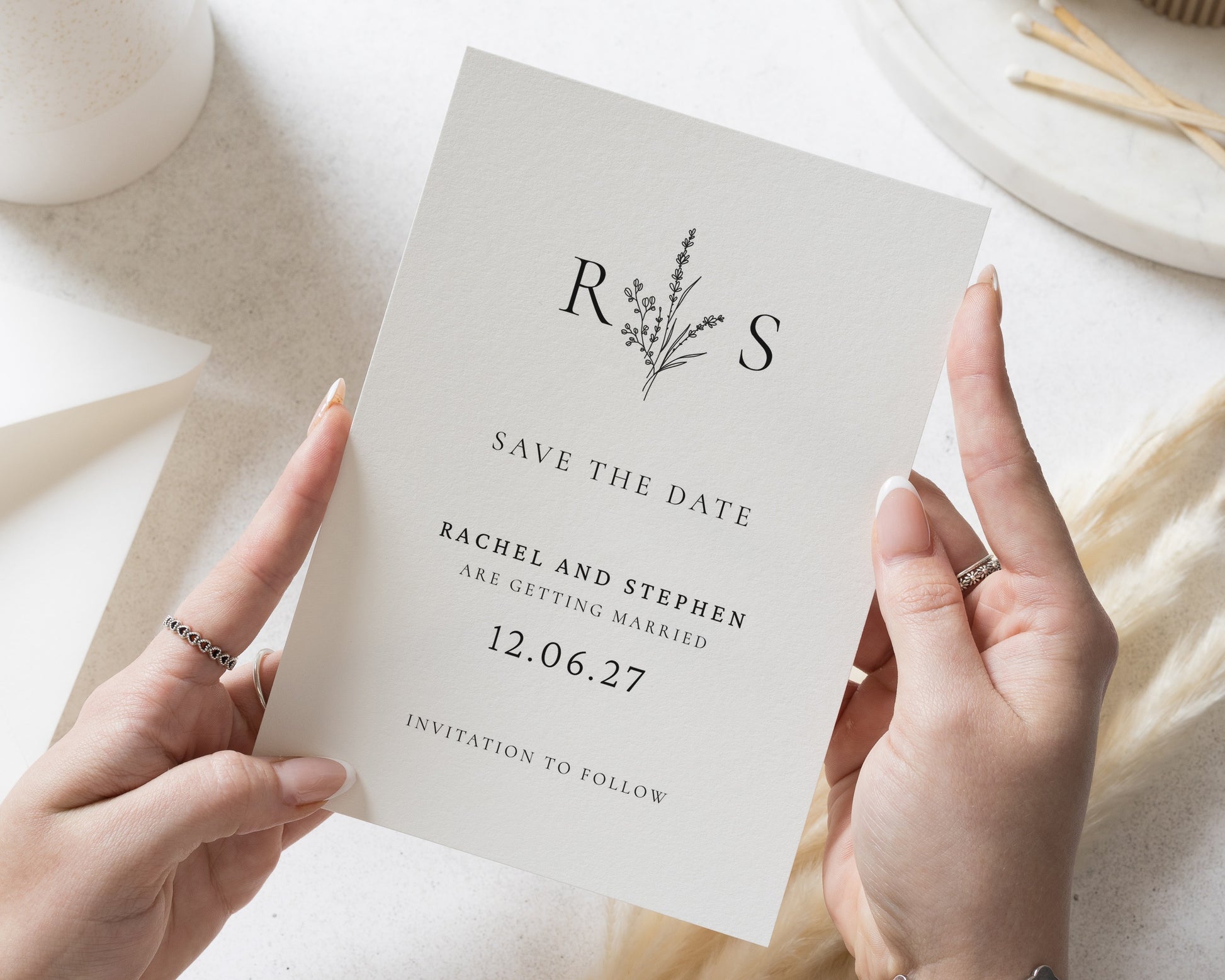 Personalised Save the Date Card, Wedding Save the Date Card, Simple Save the Date Card, Minimal Botanical Save the Date Cards