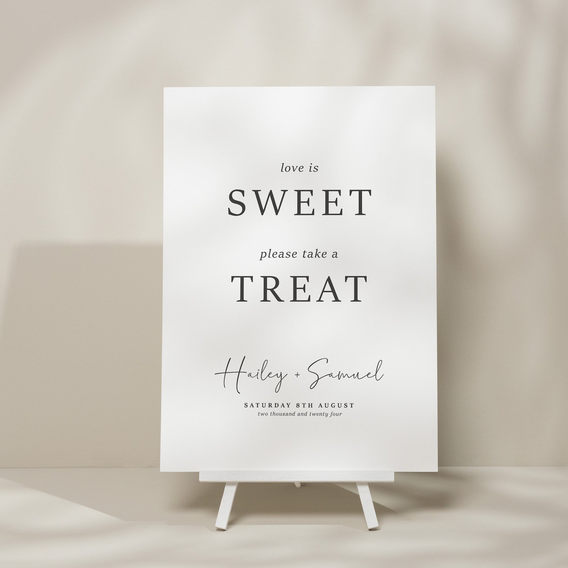 Simple Modern Wedding Sweet Table Sign, Wedding Sign For Sweet Station, Simple Wedding Sign, Wedding Signage &#39;Hailey&#39;