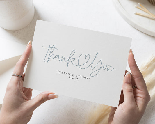 Personalised Wedding Thank You Cards, Wedding Thank You Card, Folded Thank You Cards, Minimal Wedding Thank You Cards, Simple Thank You Card