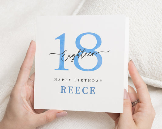18th Birthday Card, Personalised 18th Birthday Card, Custom Age Birthday Card, Birthday Card for Him, Birthday Card for Her, Simple Card