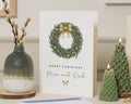 Christmas Card for Mum and Dad, Mum and Dad Christmas Card, Christmas Card for Parents, Personalised Christmas Card, Wreath Card