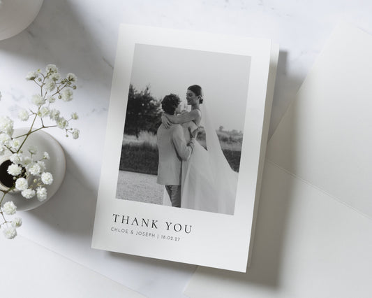 Personalised Wedding Thank You Cards, Photo Wedding Thank You Card, Folded Wedding Thank You Cards, Minimal Thank You Card, A6 5x7