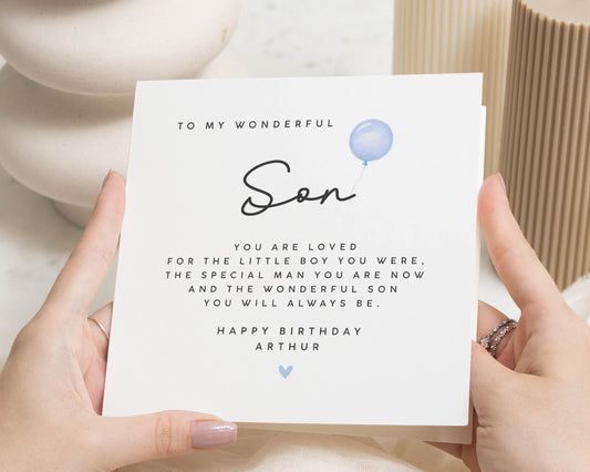 Birthday Card for Son, Personalised Birthday Card for Son, Birthday Card from Mum, Birthday Card for Him, Simple Birthday Card